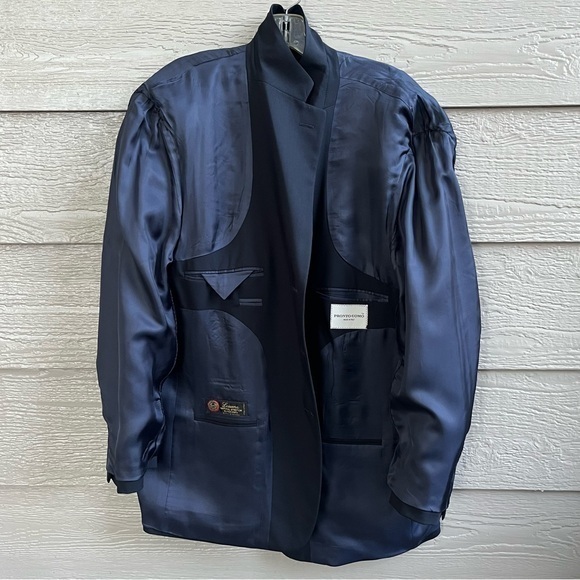 Pronto Uomo 46S Dark Jacket 100% Worsted Wool Blazer‎ Sport Coat Italy 3 Button - Picture 6 of 16